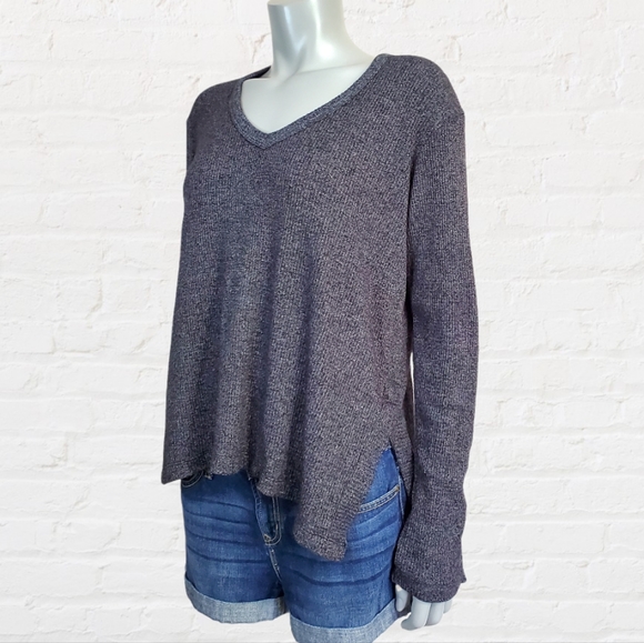 Wilt Sweaters - Wilt Size S Oversized Grey Long Sleeve V Neck Sweater American Made